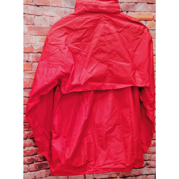 L.L. Bean Windbreaker Jacket Men's L Tall Red Softshell Packable Hooded Full Zip - Picture 3 of 5
